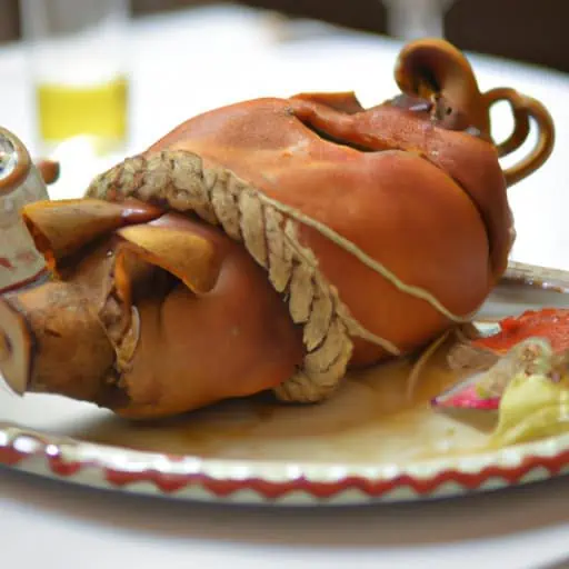 מנה סגובית מסורתית, הכוללת חזיר יונק צלוי