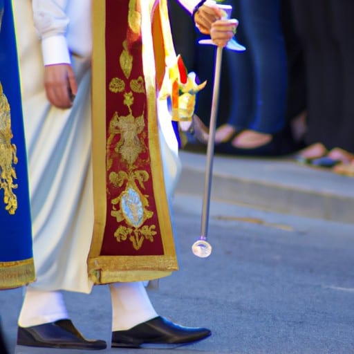 תהלוכה לכבוד הפטרון של מדריד, לה פלומה, עם משתתפים בלבוש מסורתי