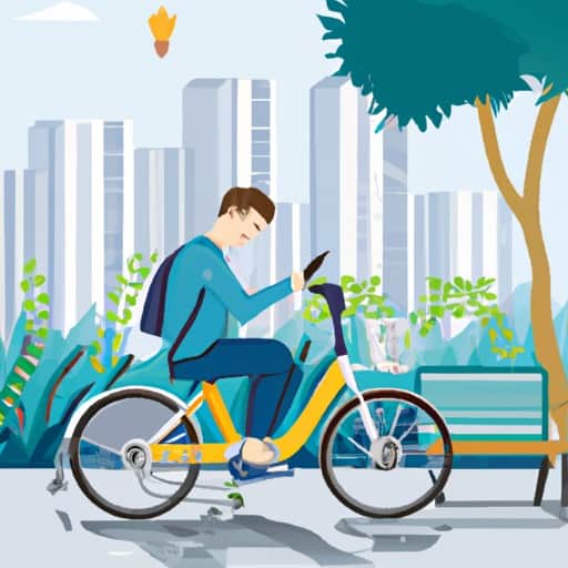 תייר המשתמש בשירות נוח לשיתוף אופניים כדי לחקור את העיר
