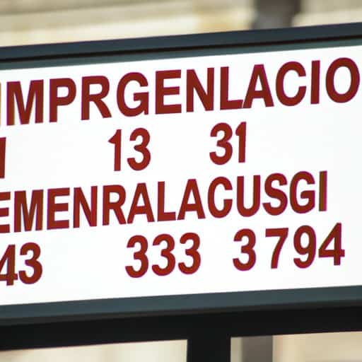 שלט המציג מידע חירום ליצירת קשר לתיירים במדריד