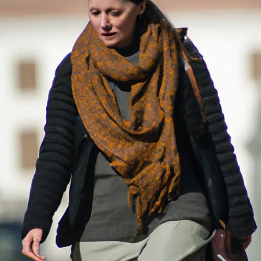 אישה אופנתית לבושה בשכבות ליום סיור נוח במדריד.