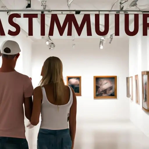 זוג מתפעל מאמנות במוזיאון עם שעות קיץ ממושכות