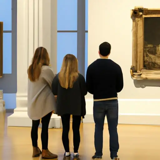 מבקרים מתפעלים מיצירות אמנות באחד מהמוזיאונים הנודעים של מדריד.