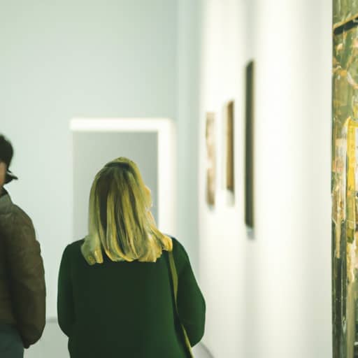 מבקרים בוחנים את התערוכה האחרונה בגלריה לאמנות עכשווית במדריד